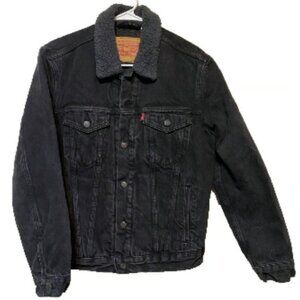 MINT Vintage Levi’s Heavyweight Black Denim Sherpa Lined Trucker Jacket - M